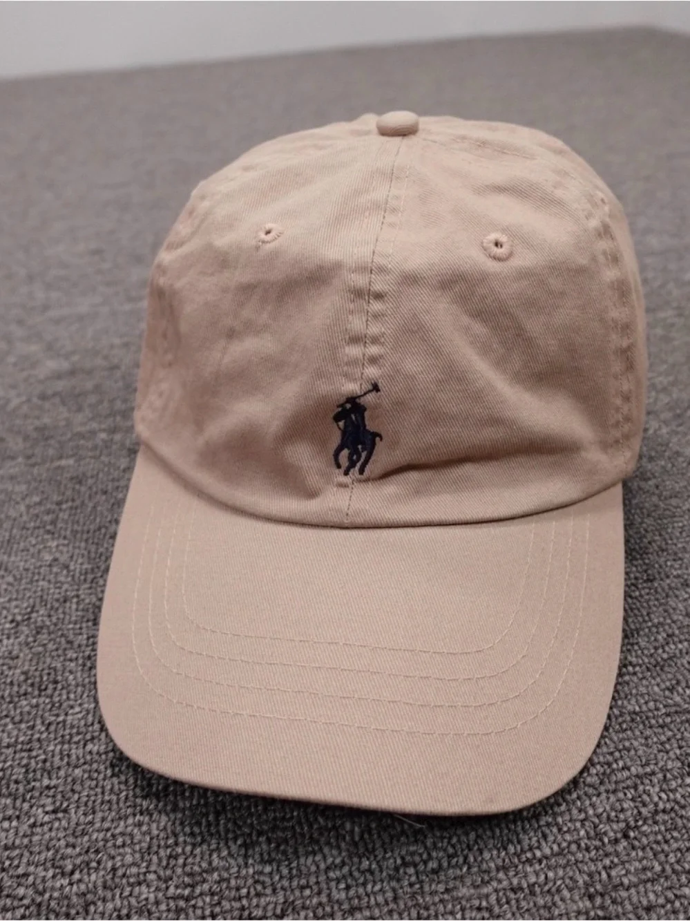 Polo Ralph Lauren Hat Cap Strap Back Mens One Size Beige Twill Baseball Logo